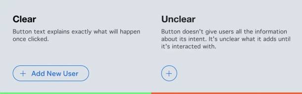 Button mit erklärendem Text vs. ohne erklärenden Text