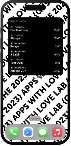Screenshot Guesche 2023 hackathon app: Homescreen Widget