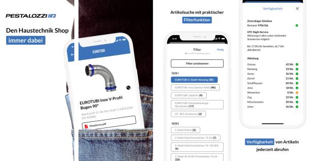 Aperçus de l'app Pestalozzi Haustech Mobile 1/2