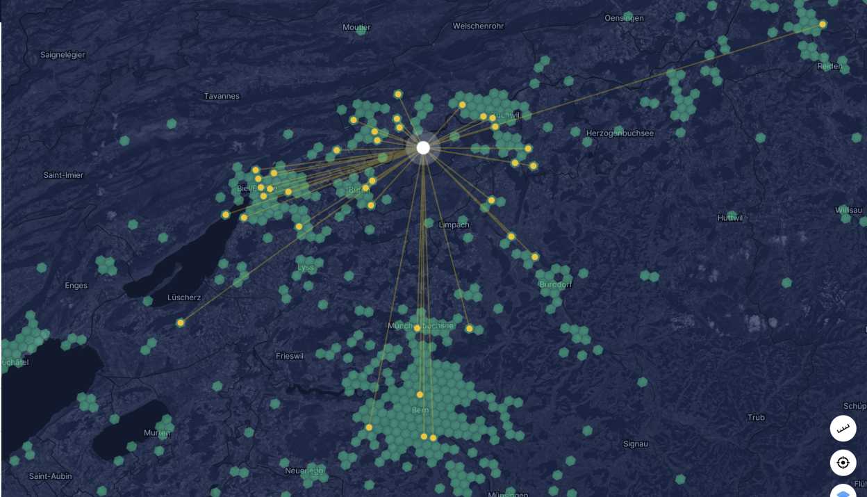Verbindung eines Helium Hotspots auf der Helium Explorer Karte