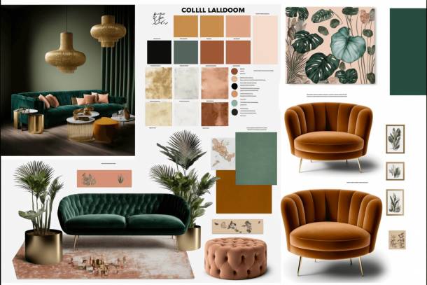 KI generiertes Moodboard für Design Sessel