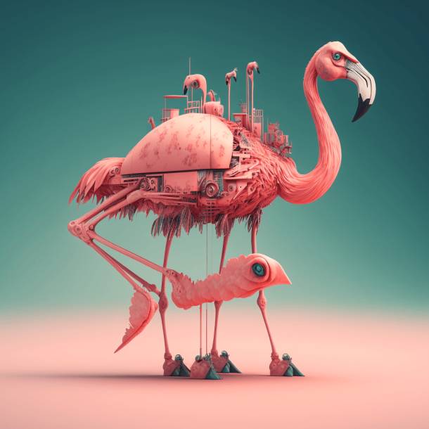 Flamingo Illustration entstanden in Midjourney
