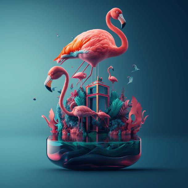 Flamingo Illustration entstanden in Midjourney