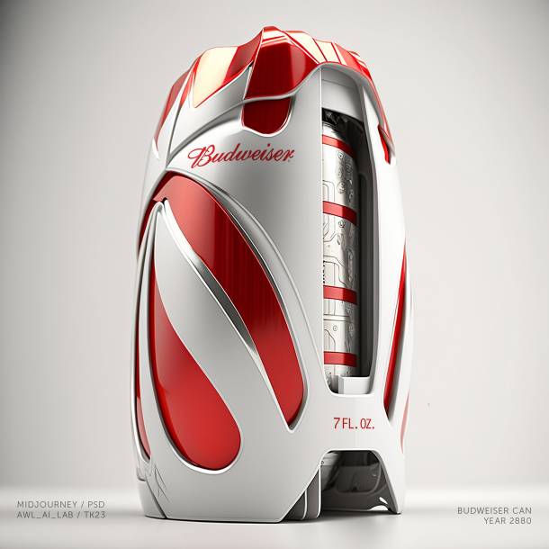 Cans of the future, Budweiser can designs by Till Könneker made with midjourney and photoshop, Budweiser