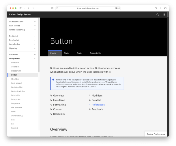 Screenshot Carbon Design System