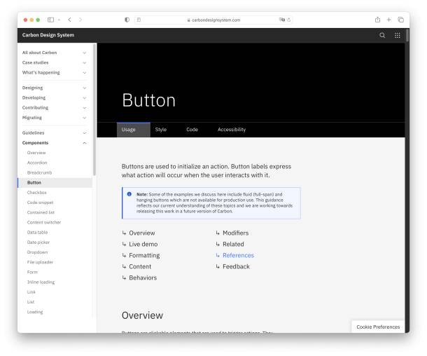 Screenshot Carbon design system