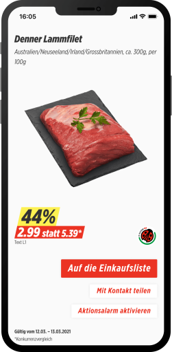 Detailansicht Lammfilet in Aktion
