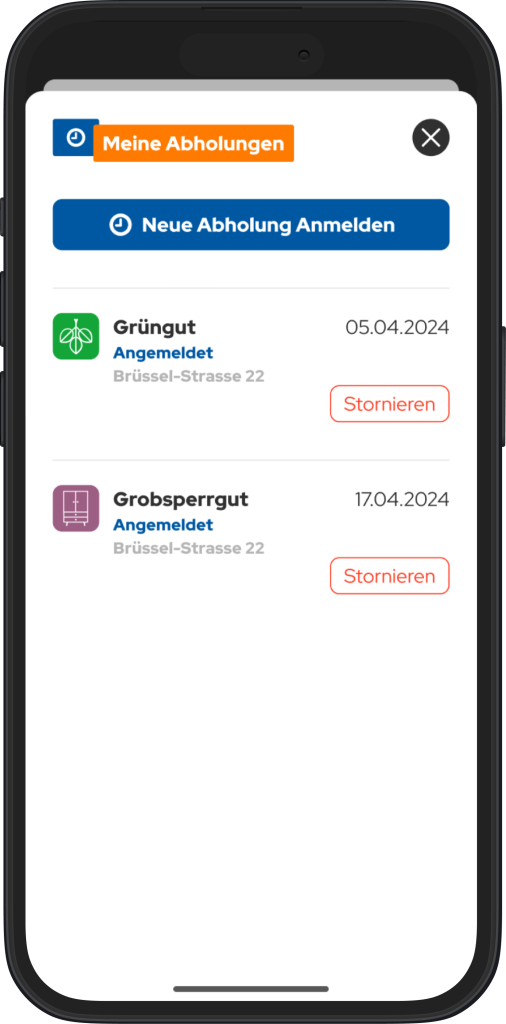 Register collection of waste