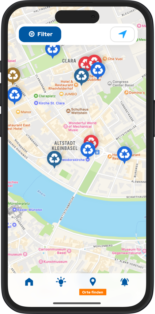 Map with disposal locations