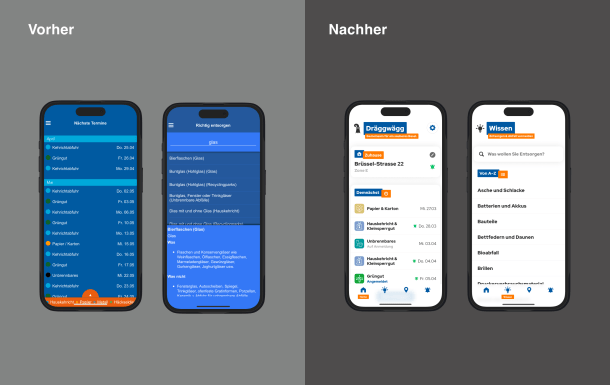 Dräggwägg app before and after the redesign