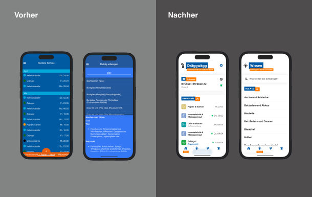 L'application Dräggwägg avant et après le redesign