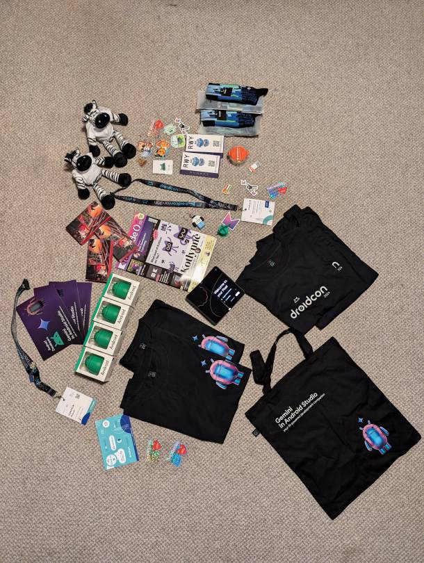 Merch from Droidcon 2024
