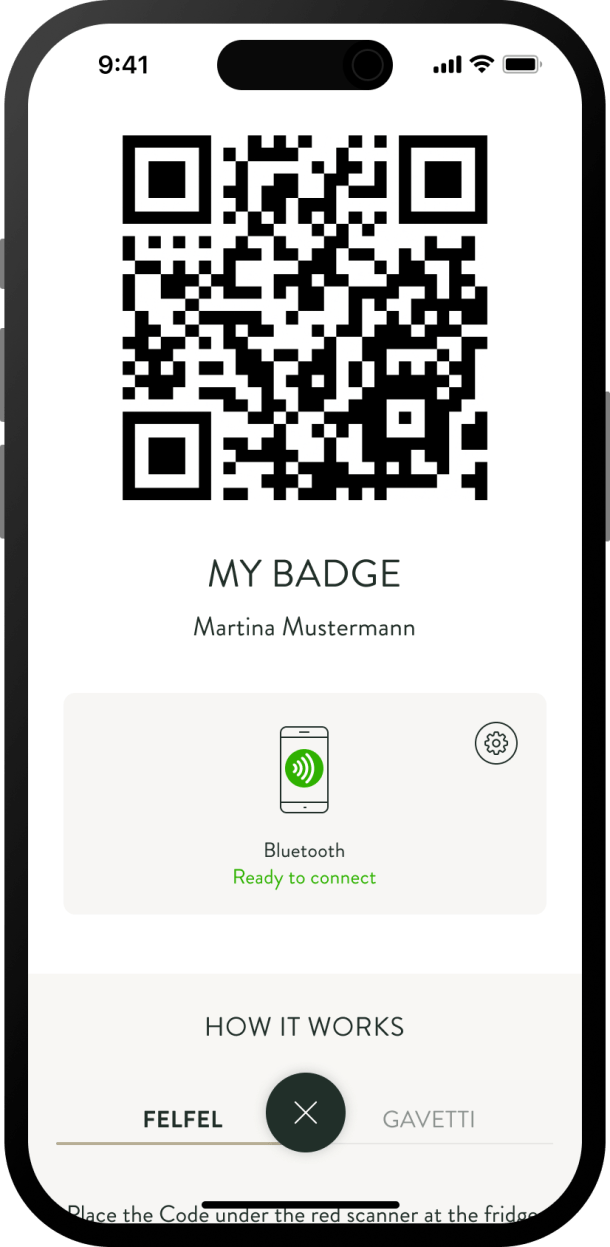 Code QR comme badge numérique pour ouvrir le réfrigérateur