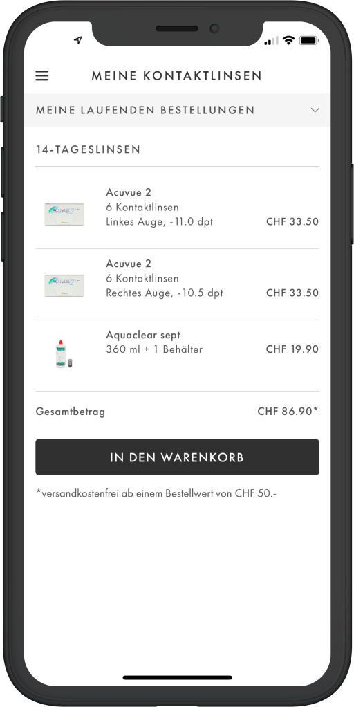 Laufende Kontaktlinsen Bestellung