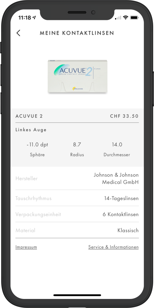 Übersicht über meine Kontaktlinsen