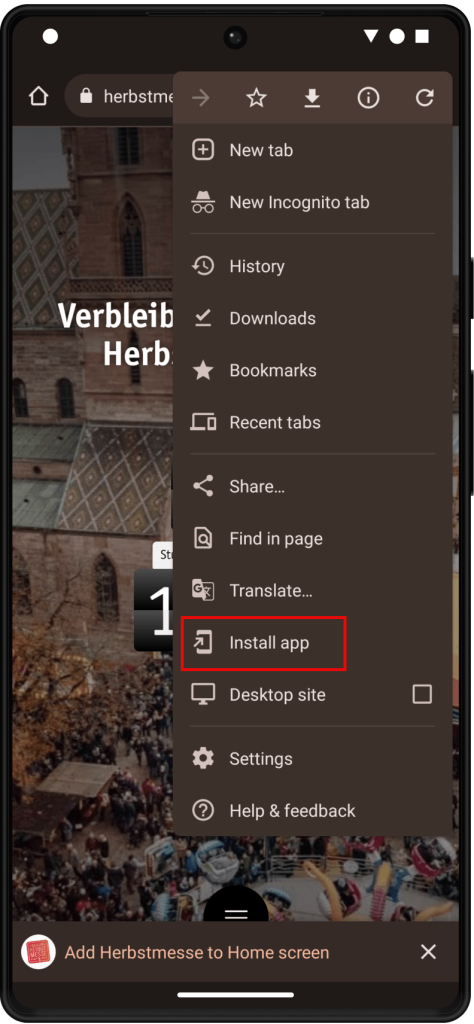 La PWA peut être installée sur l'écran d'accueil