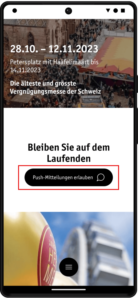 Les utilisateurs peuvent autoriser les messages push de la Foire commerciale d'automne