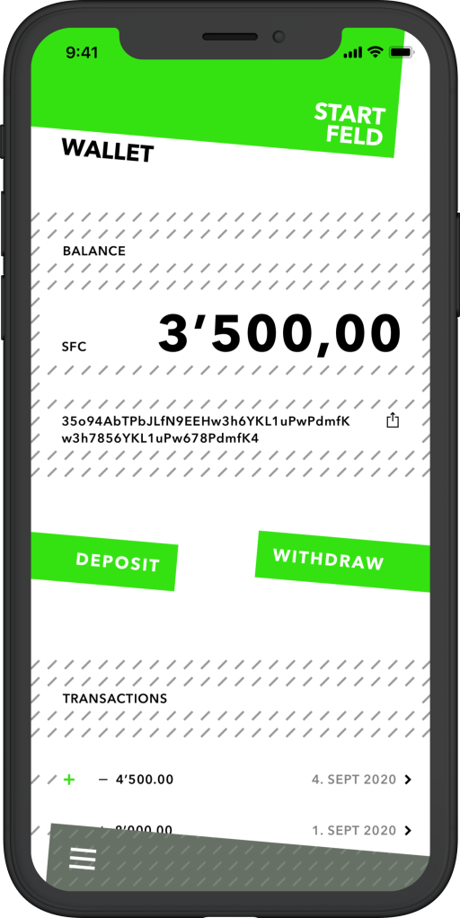 Startfeld Home Screen mit aktuellem Kontostand