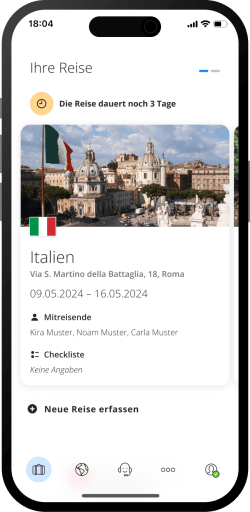 Reise erfassen in der Travel Admin App