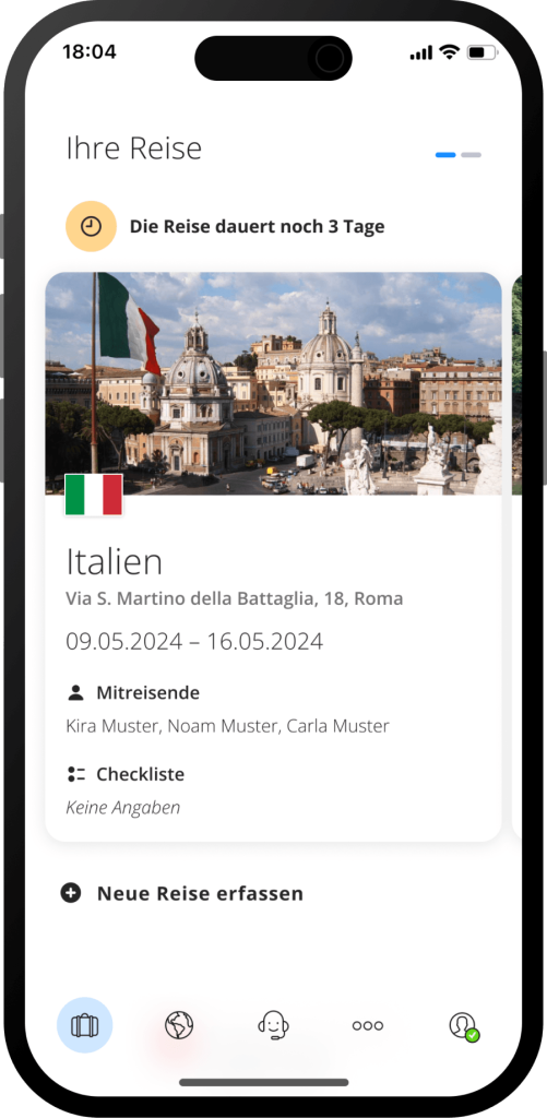Reise erfassen in der Travel Admin App