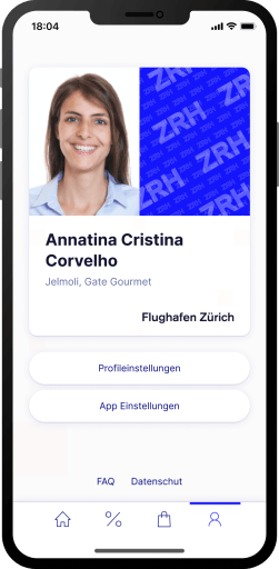 Digital Insider card within the ZRH Insider App