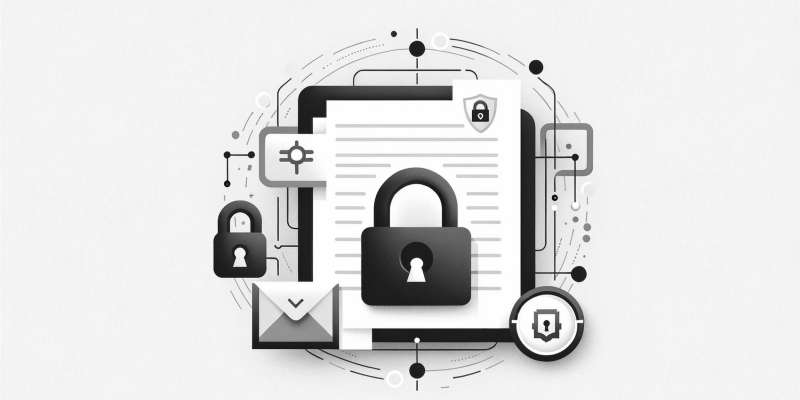 Illustration showing documents and a padlock