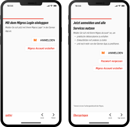 Denner App Login Screen before and after UX-Writing
