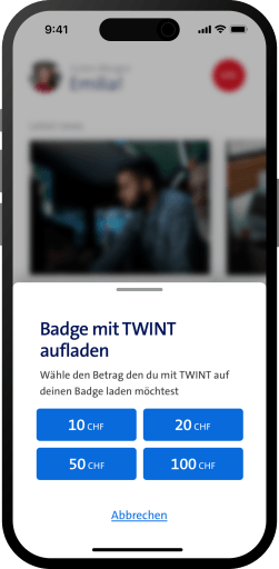 Top up the badge via Twint