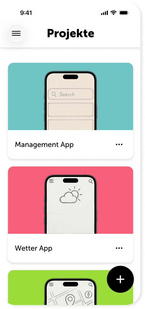 Aperçu du projet dans l'application Prototyper