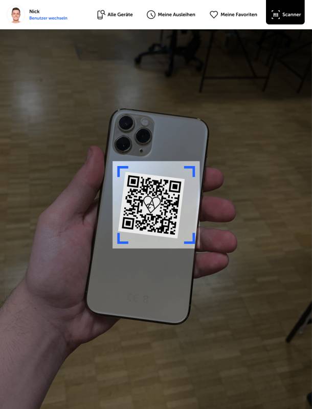 QR code scanner to borrow a test device