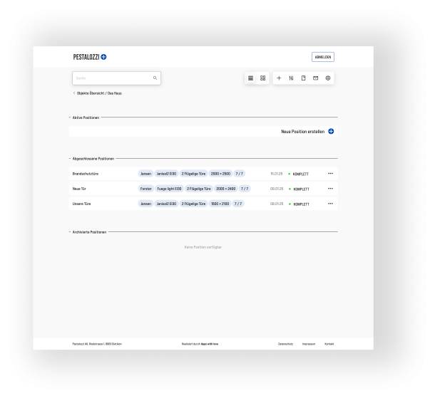 Overview of the items created in the system calculator in list view