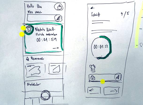User Interface Skizze für eine App bei Apps with love