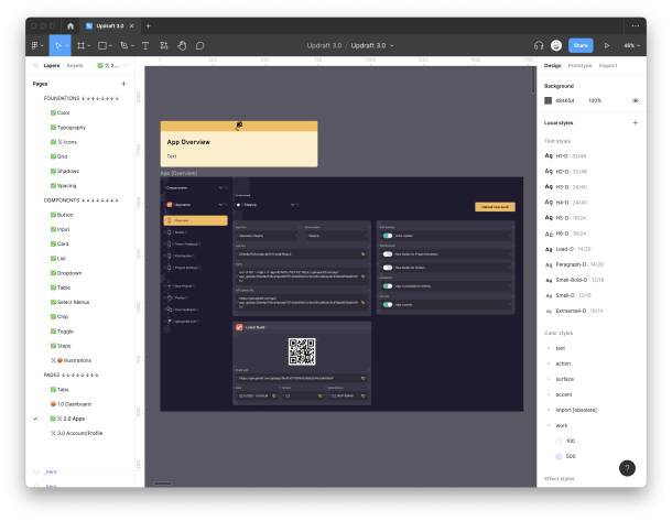 Screenshot of Updraft's app overview page on Figma