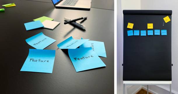 Post-its with Epics and Features