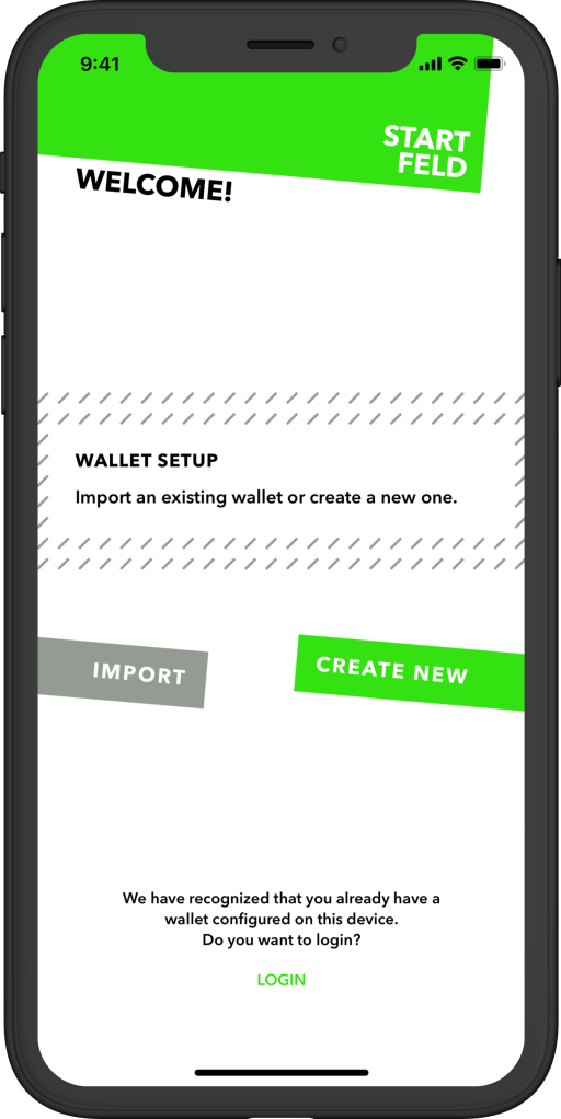 Startfeld Welcome Screen