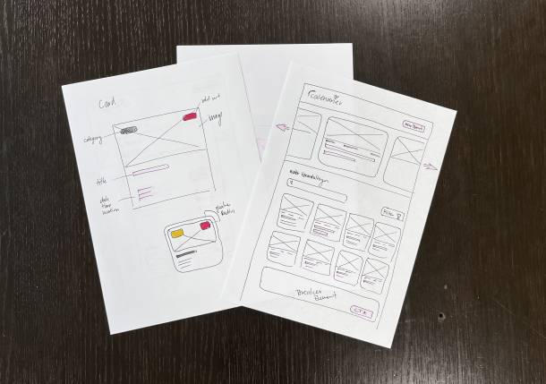 Wireframe Skizzen für le petit calendrier