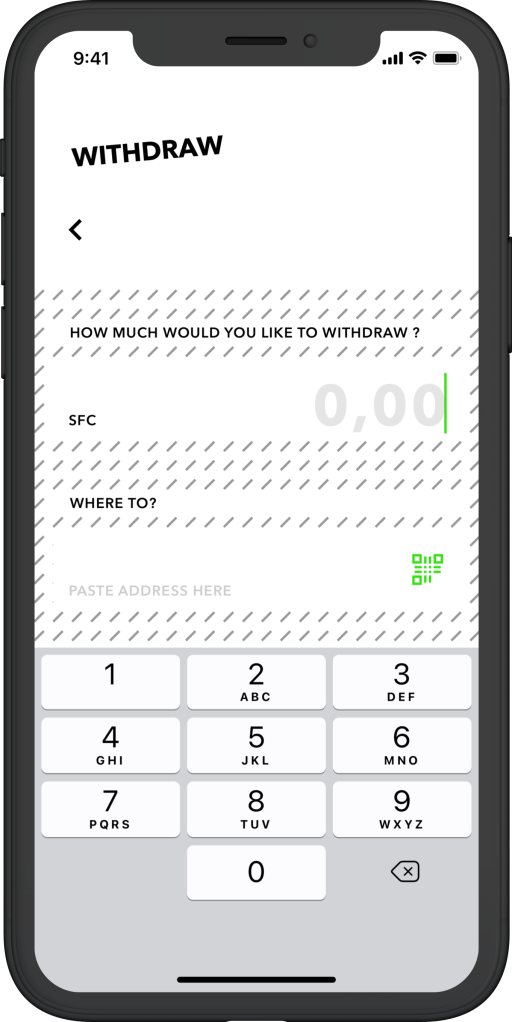 Startfeld Withdraw Screen